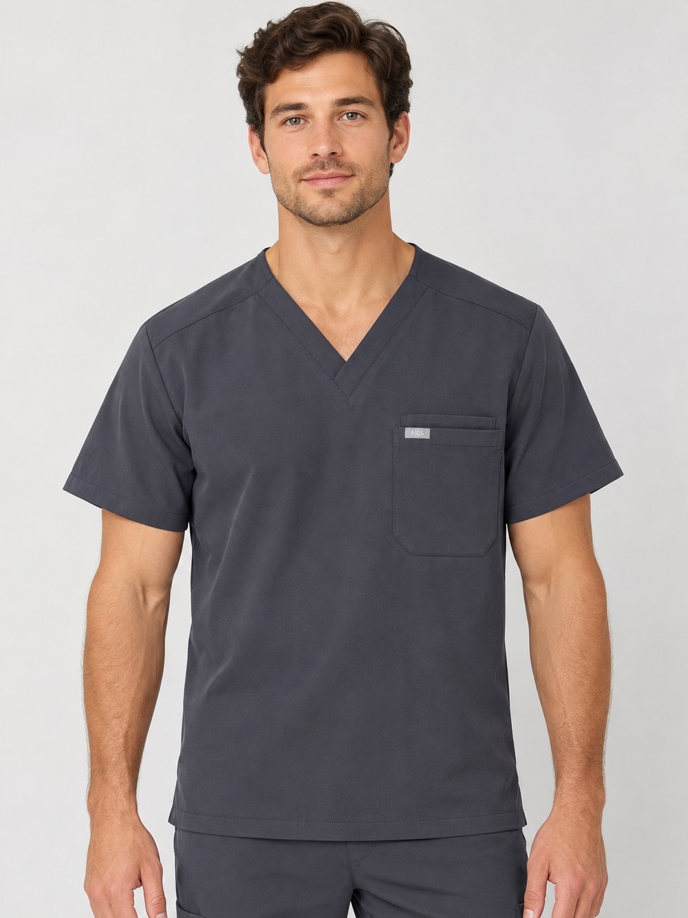 FIGS Leon Technical Collection Scrub Top Men’s Size L Charcoal